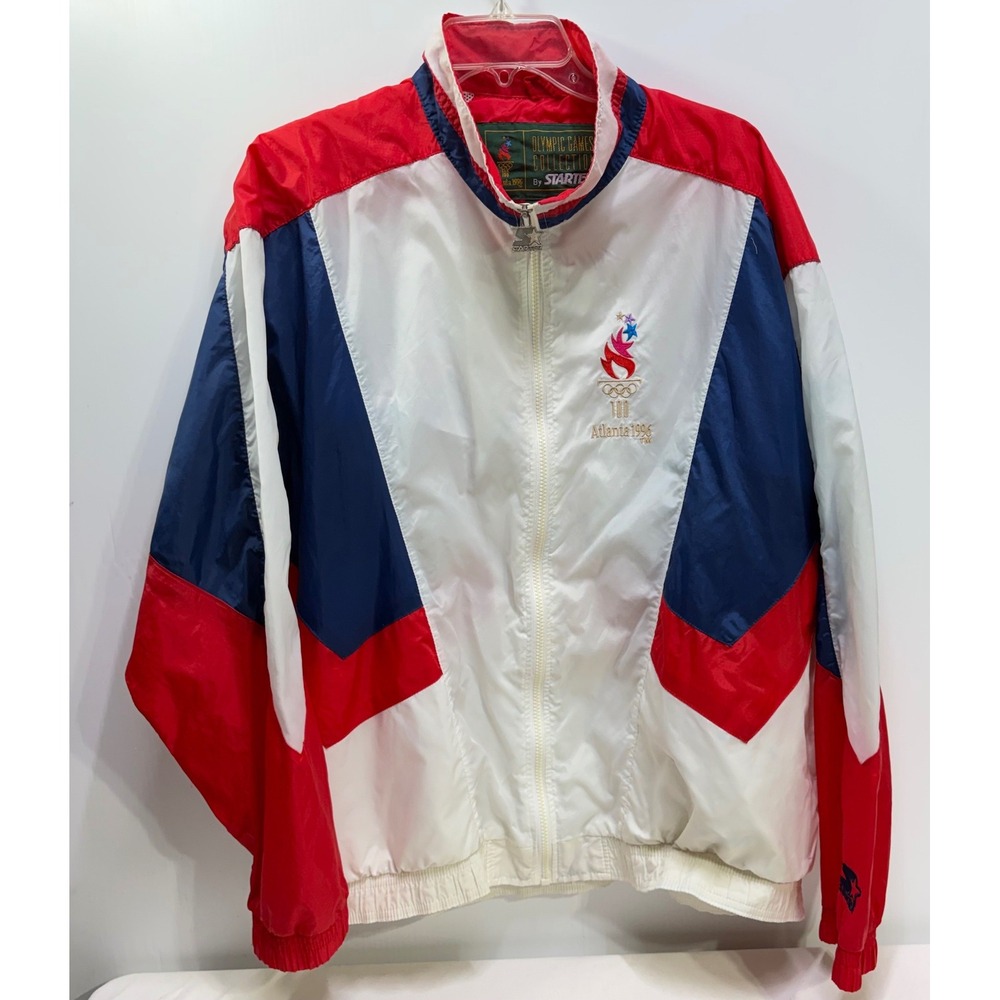 Vintage Starter Atlanta 1996 Olympic Games USA Windbreaker Jacket Mens XL Red